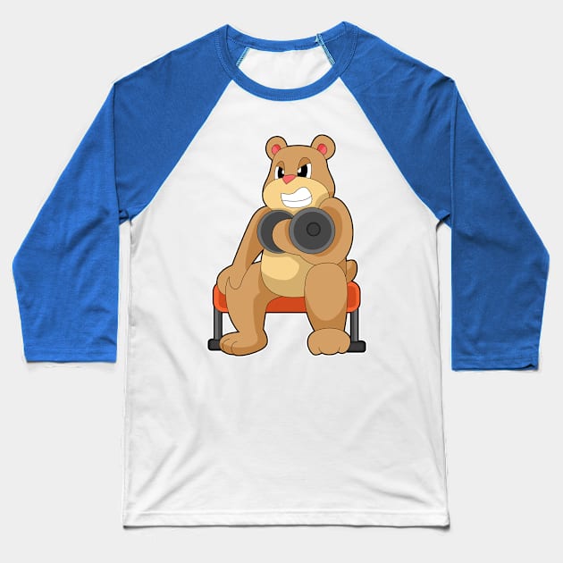 Bear Bodybuilding Dumbbell Baseball T-Shirt by Markus Schnabel